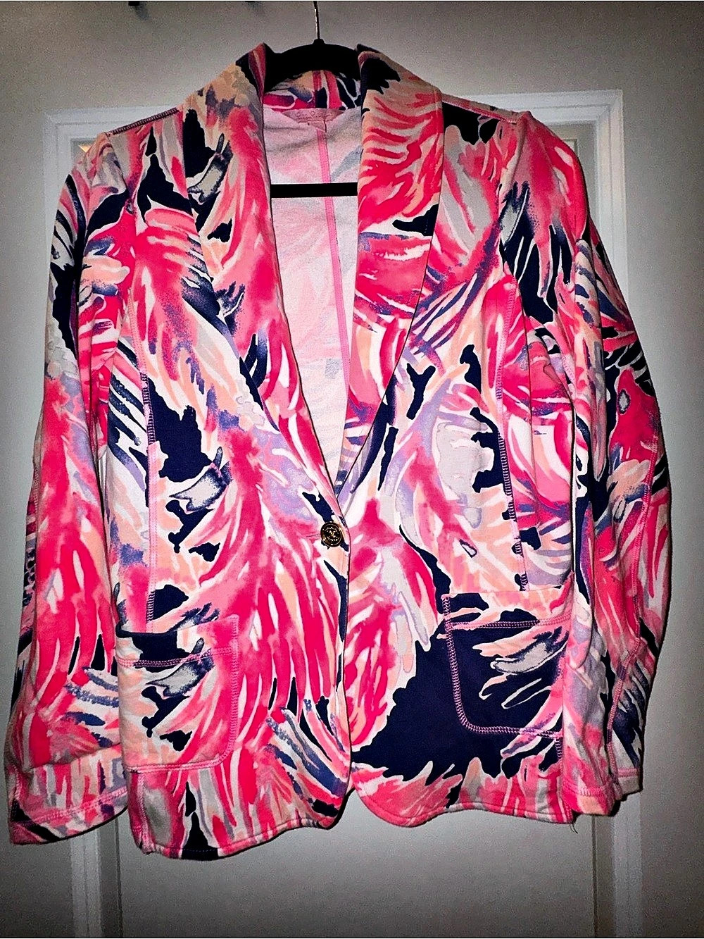 Lilly Pulitzer Blazer Abstract Print Pink & Blue Medium